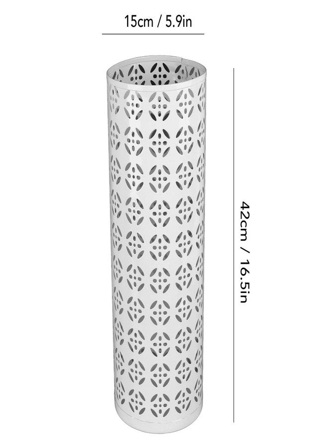 هيزوكي حامل مظلات هيزوكي، حامل مظلات للمدخل، سلة معدنية مجوفة دائرية مقاومة للماء لحامل المظلات لمدخل المنزل (أبيض) - Image 2