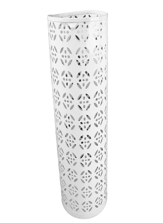 هيزوكي حامل مظلات هيزوكي، حامل مظلات للمدخل، سلة معدنية مجوفة دائرية مقاومة للماء لحامل المظلات لمدخل المنزل (أبيض) - Image 1