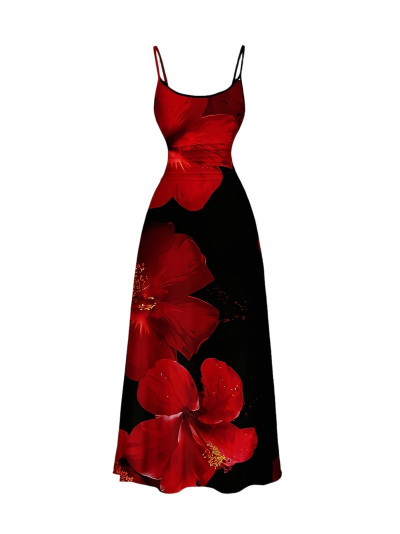 Women's Casual Floral Print Dress, Suitable for Vacations, Dates, and Party Attire - Image 1