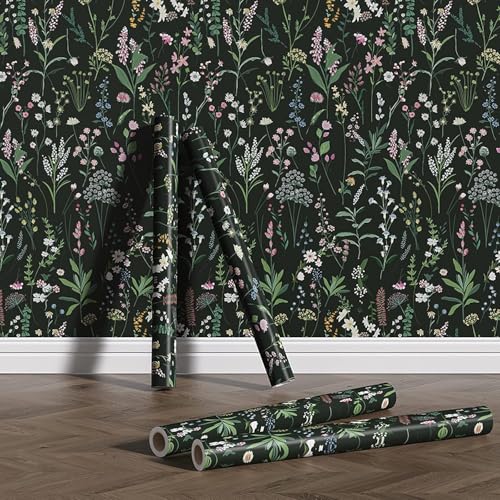 WY-BSO Adhesive Shelf Liner, Dresser Drawer Liner Textured Floral Contact Paper for Cabinets,Vinyl Film Decorative Drawer Liner for Bedroom Dresser Sticker (Dark Green, 17.3 inch x 118 inch) - Image 4