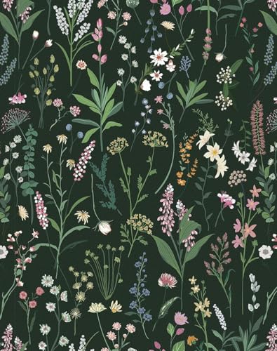 WY-BSO Adhesive Shelf Liner, Dresser Drawer Liner Textured Floral Contact Paper for Cabinets,Vinyl Film Decorative Drawer Liner for Bedroom Dresser Sticker (Dark Green, 17.3 inch x 118 inch) - Image 1
