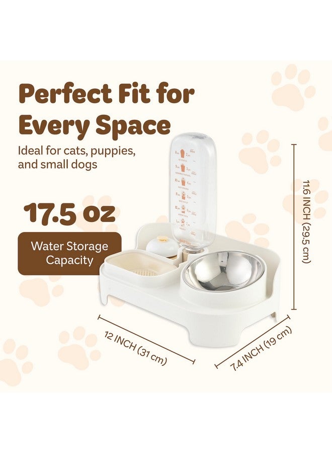 desired tools Desired Tools 2 in 1 Pet Food and Water Dispenser, Dog & Cat Food Bowl with Automatic Pet Water Dispenser, Convenient, Leak Proof & Stable Pet Feeder with Water Filtration & Training Bell (White) - Image 2