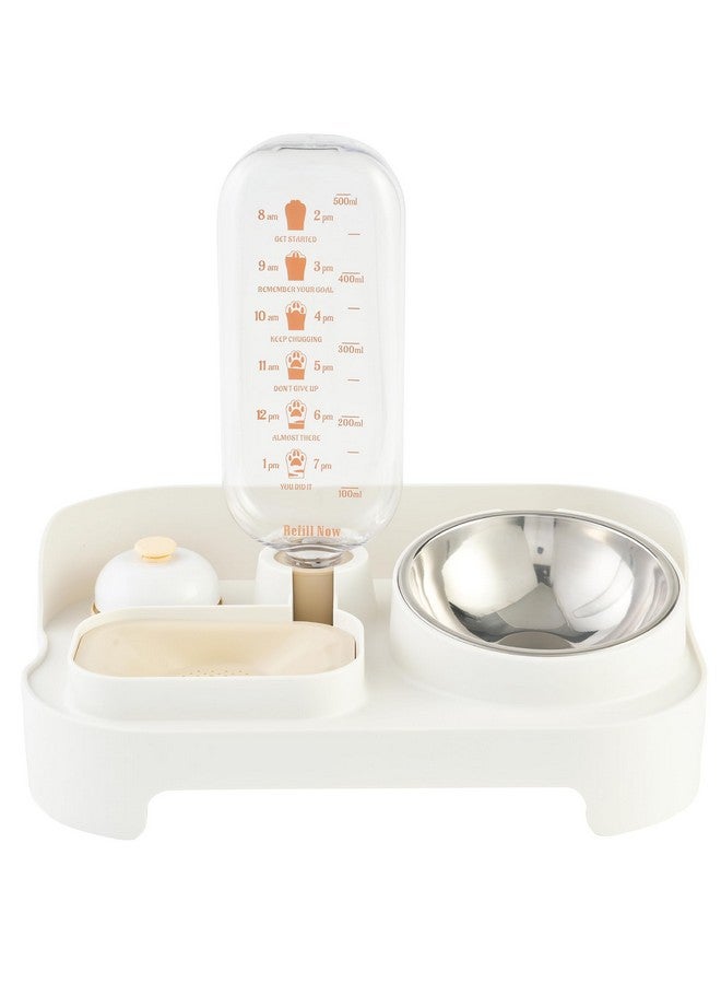 desired tools Desired Tools 2 in 1 Pet Food and Water Dispenser, Dog & Cat Food Bowl with Automatic Pet Water Dispenser, Convenient, Leak Proof & Stable Pet Feeder with Water Filtration & Training Bell (White) - Image 1