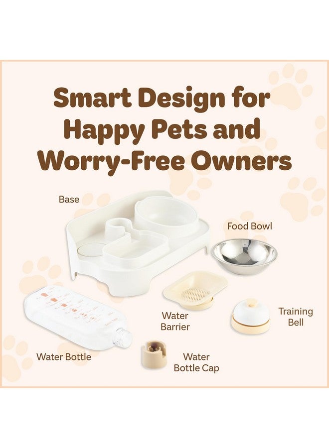 desired tools Desired Tools 2 in 1 Pet Food and Water Dispenser, Dog & Cat Food Bowl with Automatic Pet Water Dispenser, Convenient, Leak Proof & Stable Pet Feeder with Water Filtration & Training Bell (White) - Image 3