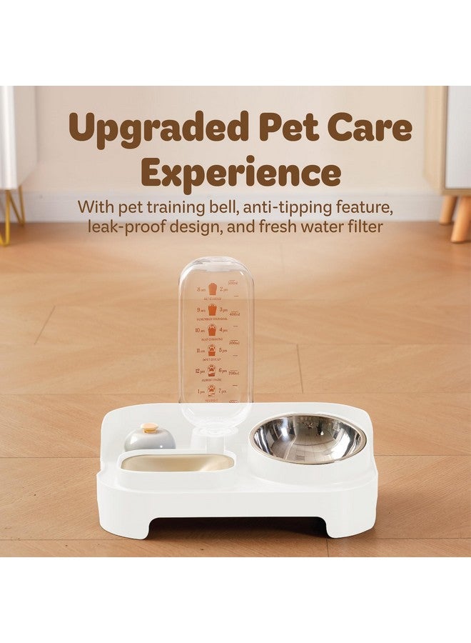 desired tools Desired Tools 2 in 1 Pet Food and Water Dispenser, Dog & Cat Food Bowl with Automatic Pet Water Dispenser, Convenient, Leak Proof & Stable Pet Feeder with Water Filtration & Training Bell (White) - Image 5