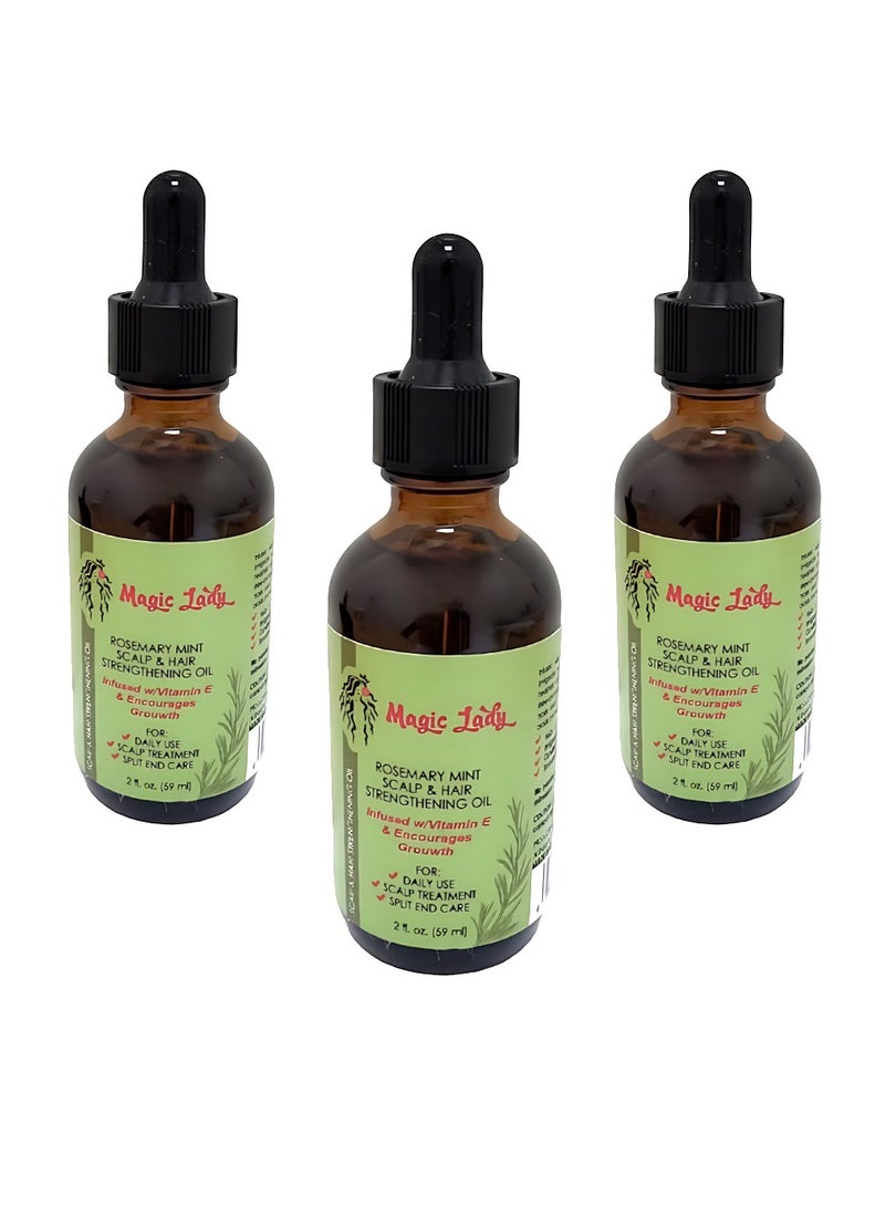 Magic Lady 3 Pack Rosemary & Mint Scalp & Hair Strengthening Oil 59ml - Image 1