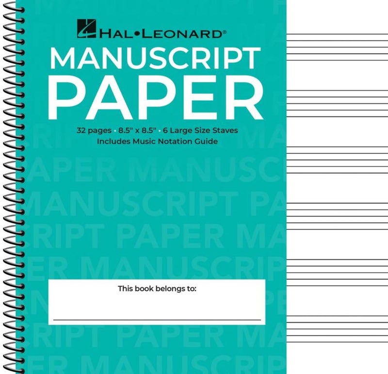 Hal Leonard Wide Staff Manuscript Paper (Aqua Cover) | Wire bound Music Composition Notebook for Students and Composers | 6 Large Staves per Page with Music Notation Guide | Blank Sheet Music Book for Musicians - Image 4