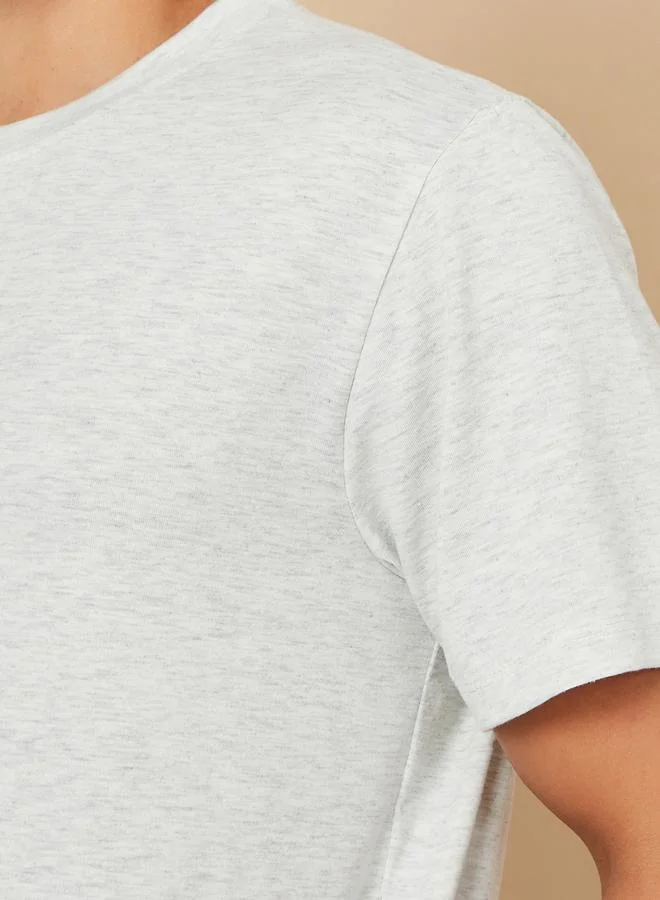 Styli Solid T-Shirt and Checked Pyjama Set
