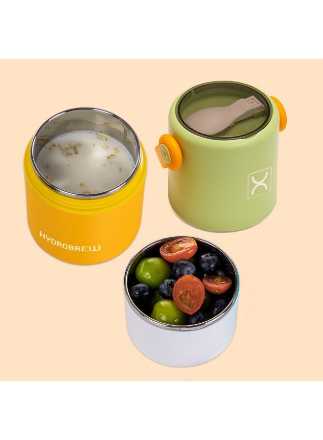 HYDROBREW صندوق غداء هيدروبرو مزدوج الطبقات من الفولاذ المقاوم للصدأ مع ملعقة وشوكة قابلة للطي - حكيم وعنبر - Image 2