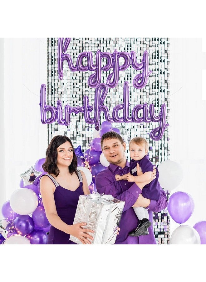 TONIFUL بالونات عيد ميلاد تونيفول الأرجوانية 16 بوصة من مادة المايلار الأرجوانية مع حروف مكتوبة بخط اليد / خط مائل لافتة بالونات قابلة لإعادة الاستخدام لتزيين عيد الميلاد للبنات والأولاد والأطفال والبالغين - Image 4