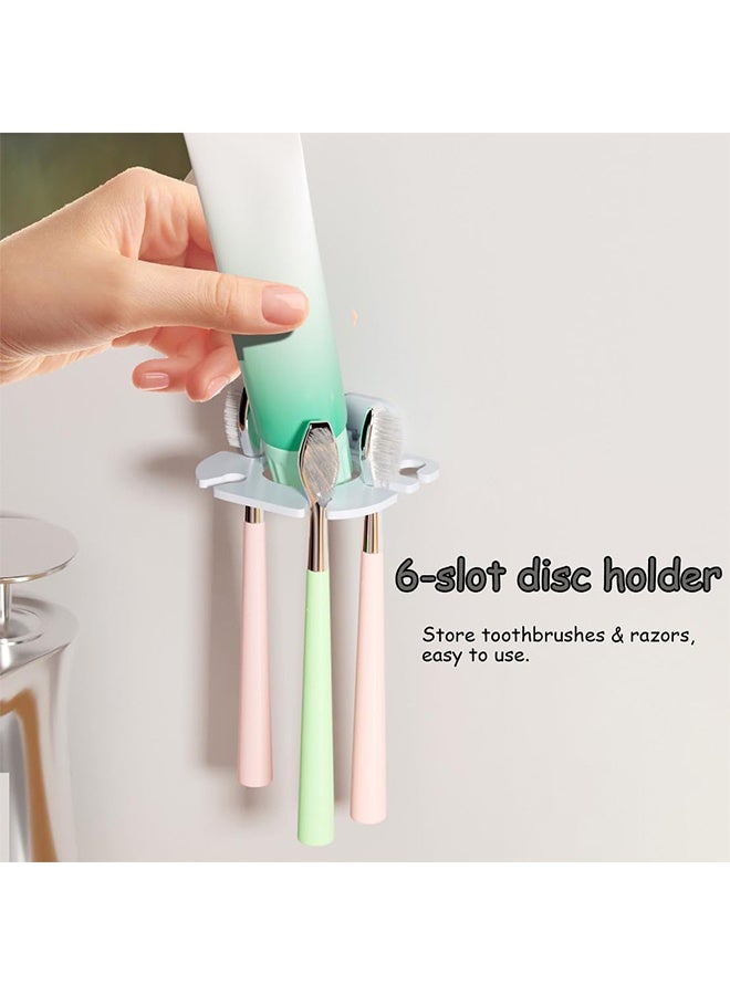 Wall Mounted Toothbrush Holder 2 Pack No Drill Self Adhesive 6 Slots White Waterproof Electric Toothbrush Storage Rack Bathroom Organizer - Image 2