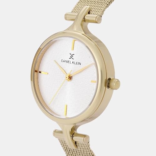 DANIEL KLEIN Analog Silver Round Dial Gold Mesh Strap Water-Resistant Wrist Watch for Women Girls, Ladies DK11914-6 - Image 4