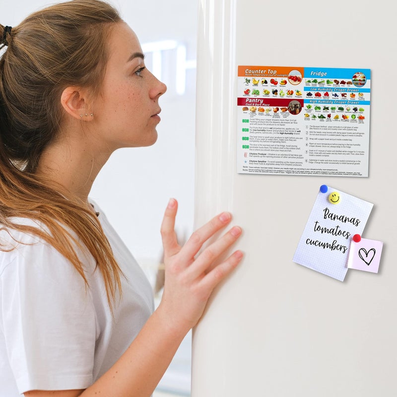 Tip perk Produce Storage Guide Magnet - How to Store Food Magnet for The Fridge, Fruit & Vegetable Cheat Sheet, Kitchen Organizer Magnetic Chart, Food Storage Chart, Kitchen Fridge Magnet - Image 5