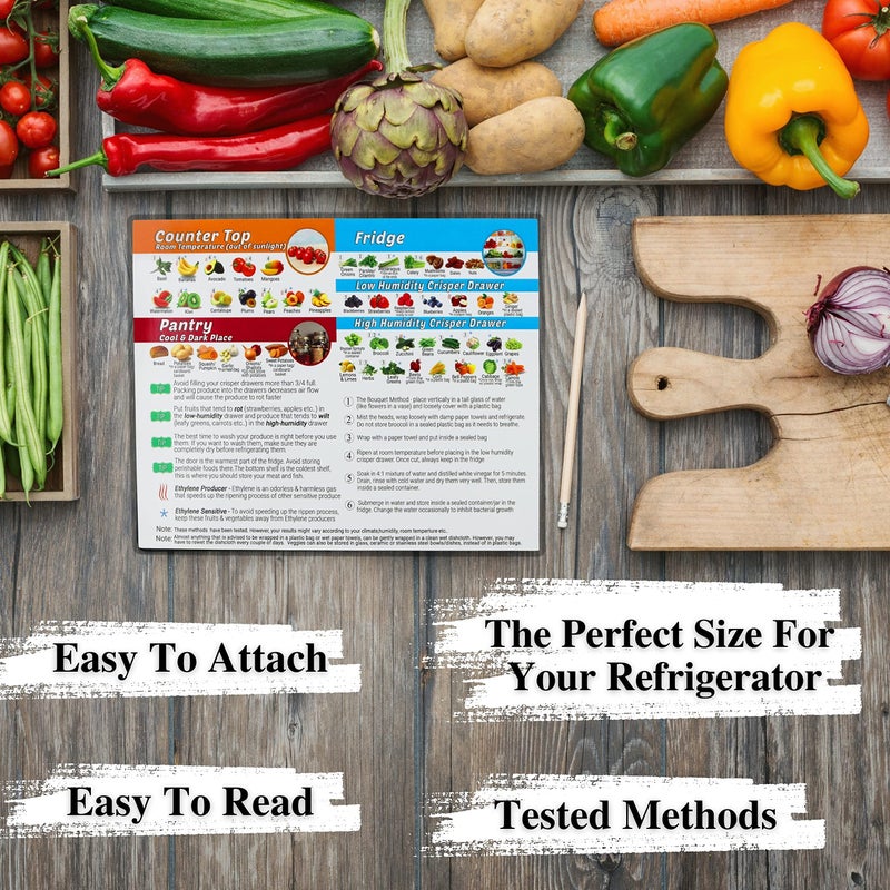 Tip perk Produce Storage Guide Magnet - How to Store Food Magnet for The Fridge, Fruit & Vegetable Cheat Sheet, Kitchen Organizer Magnetic Chart, Food Storage Chart, Kitchen Fridge Magnet - Image 3