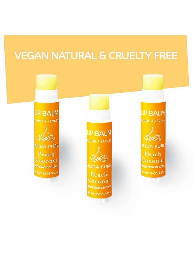 ALIDA PURE Peach Coconut Lip Balm Collection, Vegan Lip Balm Set, Lip Balm, Beeswax Free, With Avocado Oil, Organic Jojoba Oil, And Vitamin E, Natural Moisturizer For Dry, Chapped Lips, 3 Tube Set - Image 3