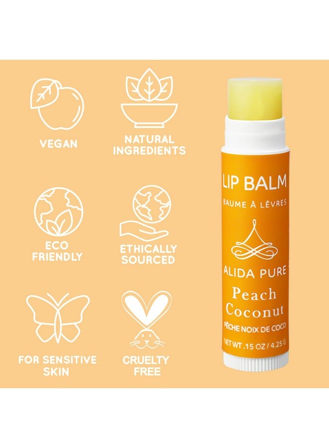 ALIDA PURE Peach Coconut Lip Balm Collection, Vegan Lip Balm Set, Lip Balm, Beeswax Free, With Avocado Oil, Organic Jojoba Oil, And Vitamin E, Natural Moisturizer For Dry, Chapped Lips, 3 Tube Set - Image 4