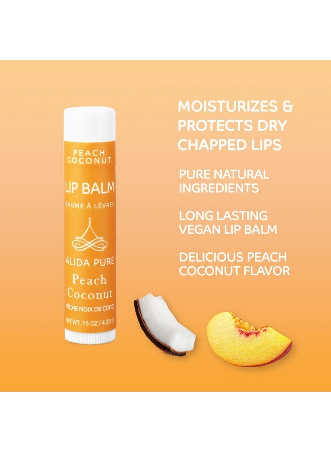 ALIDA PURE Peach Coconut Lip Balm Collection, Vegan Lip Balm Set, Lip Balm, Beeswax Free, With Avocado Oil, Organic Jojoba Oil, And Vitamin E, Natural Moisturizer For Dry, Chapped Lips, 3 Tube Set - Image 2