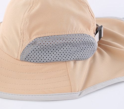 Connectyle Kids Summer Beach Hat Boys Wide Brim Sun Hats with Neck Flap Safari Hat UPF 50+ Sun Protection Bucket Hat Khaki - Image 4