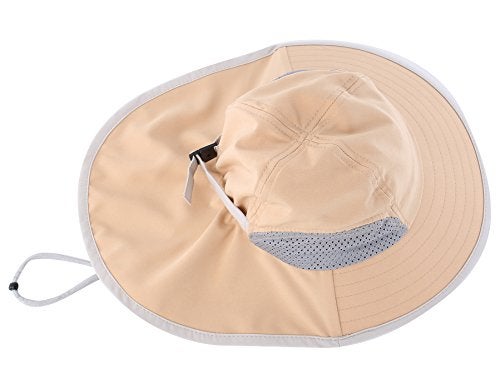 Connectyle Kids Summer Beach Hat Boys Wide Brim Sun Hats with Neck Flap Safari Hat UPF 50+ Sun Protection Bucket Hat Khaki - Image 2