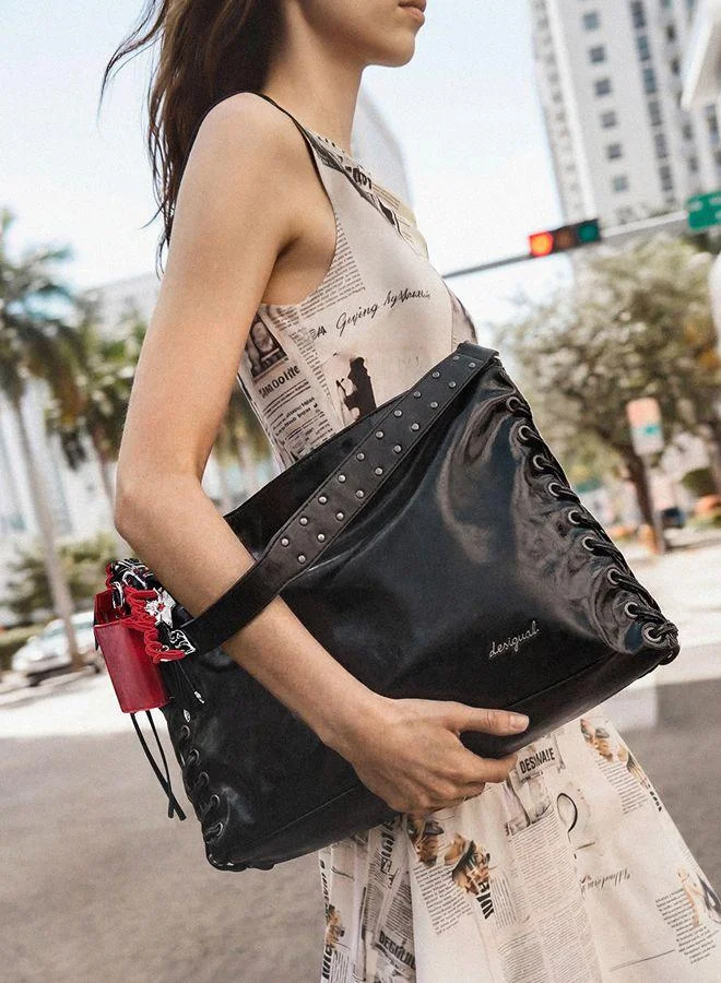 Desigual Black Large shiny woven bag for Women | Best Price UAE