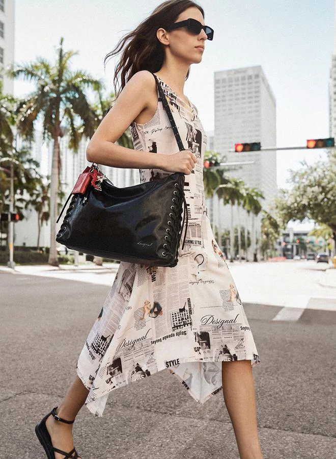 Desigual Black Large shiny woven bag for Women | Best Price UAE