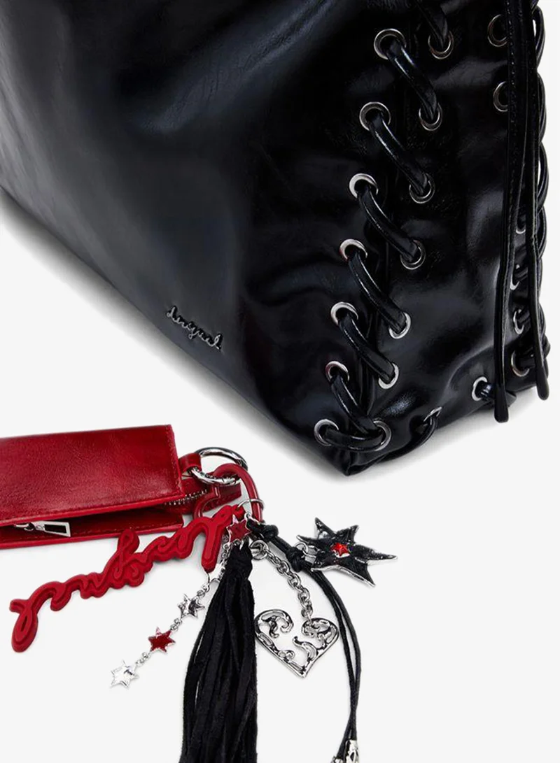Desigual Black Large shiny woven bag for Women | Best Price UAE