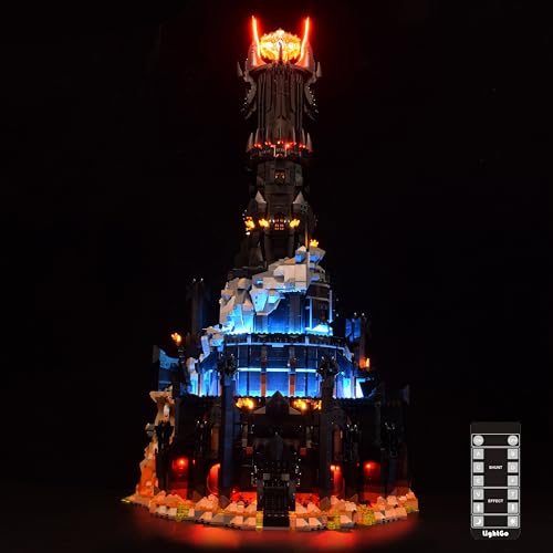 LightGo LED Lighting Kit for Lego 10333 The Lord of The Rings Baraddr Building Set Dark Lord Castle Lighted Minifigure Set Remote Version - Image 1