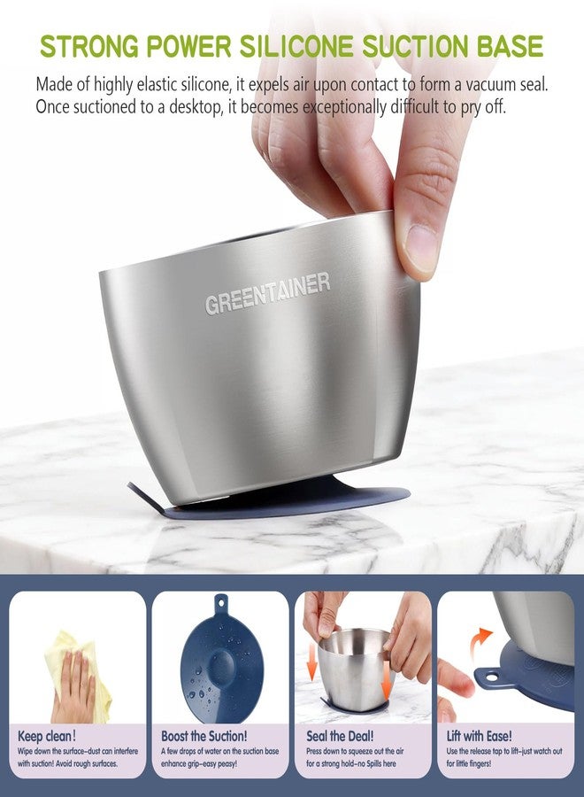 Greentainer 304 Stainless Steel Baby Bowl Set, Double-Wall Insulated & Unbreakable Toddler Bowls with Removable Silicone Suction Base, BPA-Free, Dishwasher Safe for infant 6+ Months (Mixing) - Image 5