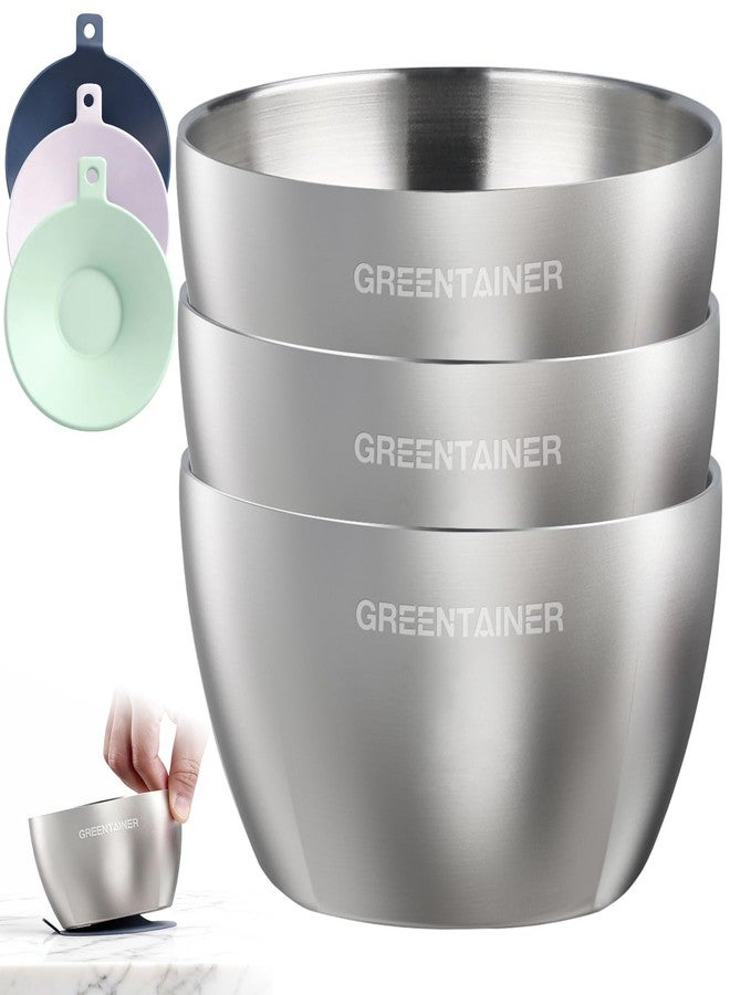 Greentainer 304 Stainless Steel Baby Bowl Set, Double-Wall Insulated & Unbreakable Toddler Bowls with Removable Silicone Suction Base, BPA-Free, Dishwasher Safe for infant 6+ Months (Mixing) - Image 1