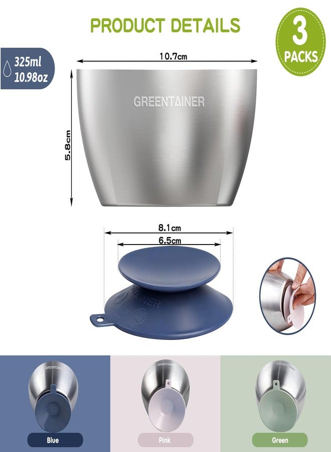 Greentainer 304 Stainless Steel Baby Bowl Set, Double-Wall Insulated & Unbreakable Toddler Bowls with Removable Silicone Suction Base, BPA-Free, Dishwasher Safe for infant 6+ Months (Mixing) - Image 3