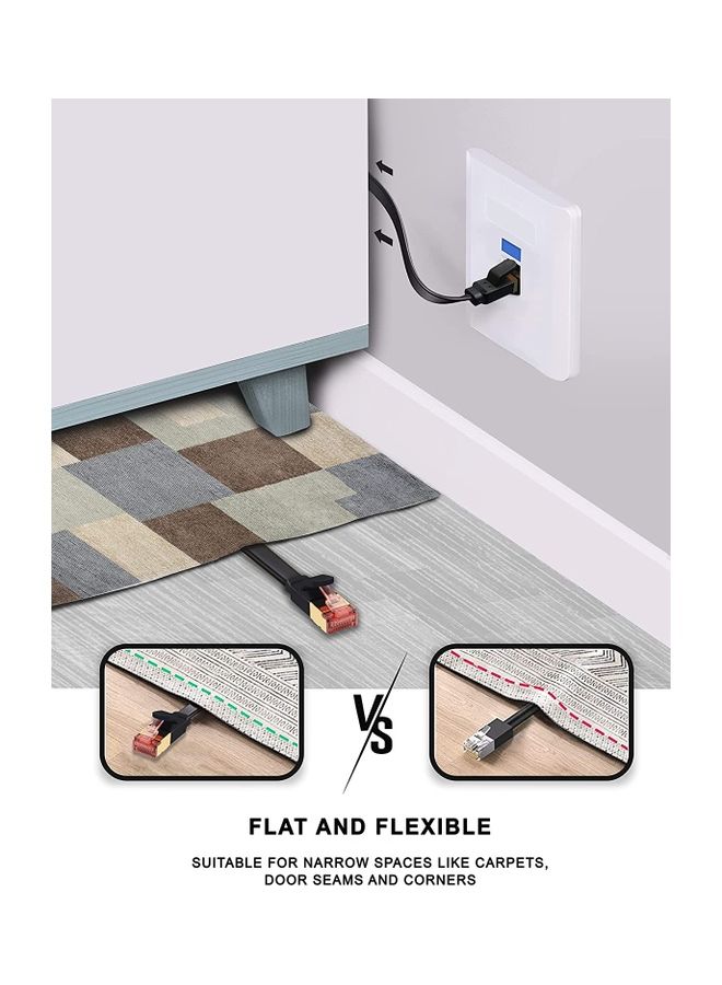 NIBEMINENT Cat 7 Ethernet Patch Internet Cable With Gold Plated Black - Image 4