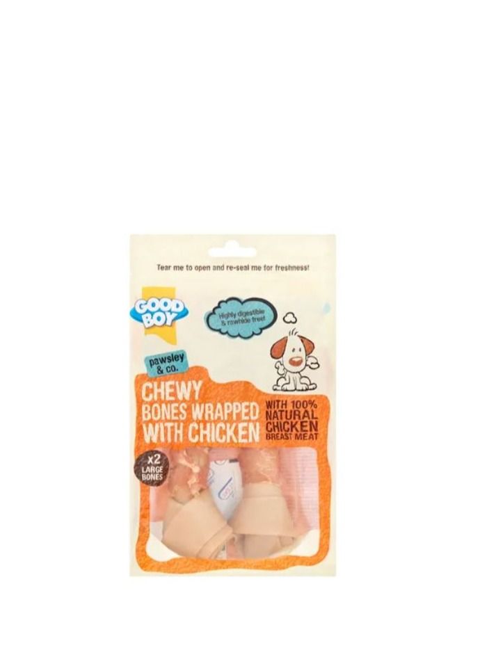 عظام المضغ ملفوفة بالدجاج 2 قطعة كبير