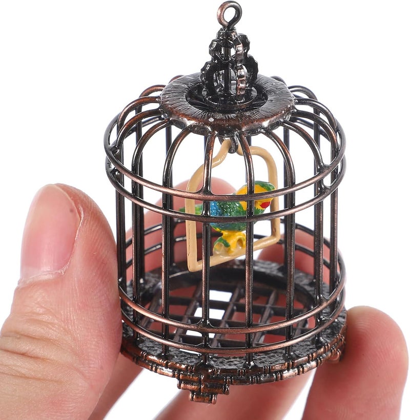 NUOBESTY Bird Cage Gift Small Bird Cage Tiny Bird Cage Model Simulated Bird Cage Metal Small House Miniature Miniature Birdcage Model Metal Model Mini House Decor - Image 4