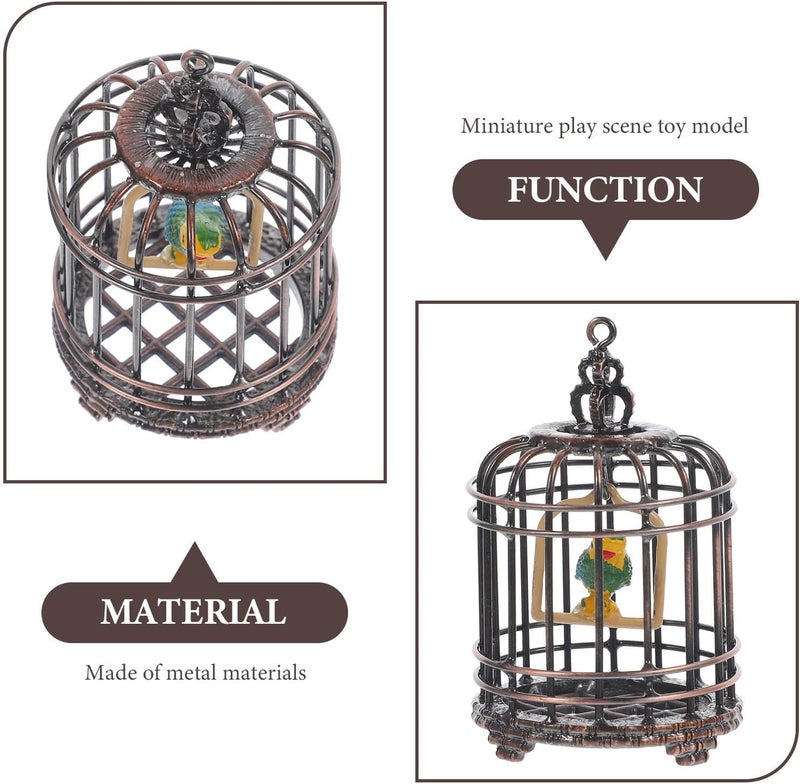 NUOBESTY Bird Cage Gift Small Bird Cage Tiny Bird Cage Model Simulated Bird Cage Metal Small House Miniature Miniature Birdcage Model Metal Model Mini House Decor - Image 3