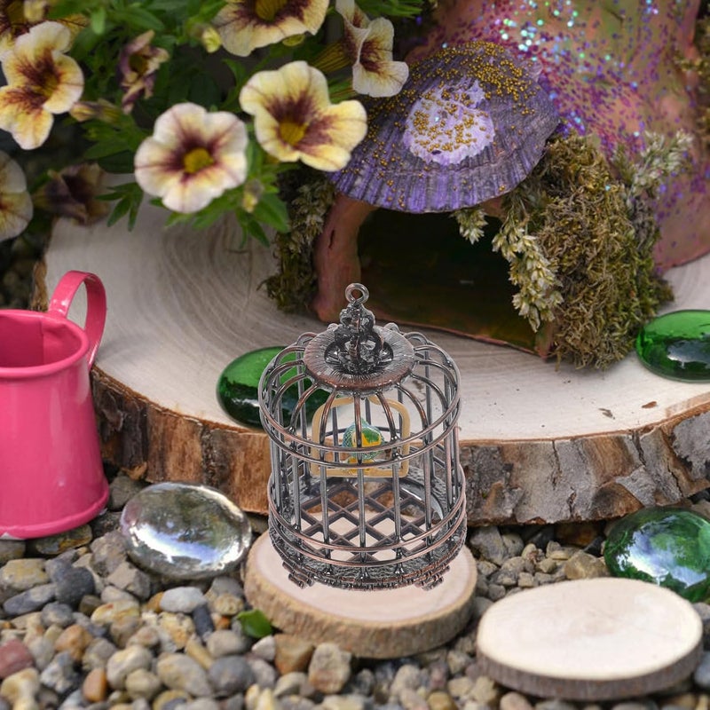 NUOBESTY Bird Cage Gift Small Bird Cage Tiny Bird Cage Model Simulated Bird Cage Metal Small House Miniature Miniature Birdcage Model Metal Model Mini House Decor - Image 5