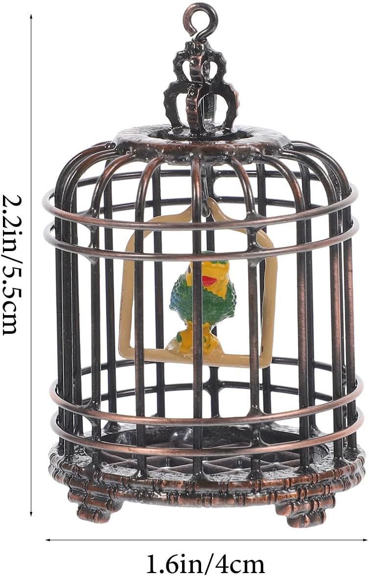 NUOBESTY Bird Cage Gift Small Bird Cage Tiny Bird Cage Model Simulated Bird Cage Metal Small House Miniature Miniature Birdcage Model Metal Model Mini House Decor - Image 2
