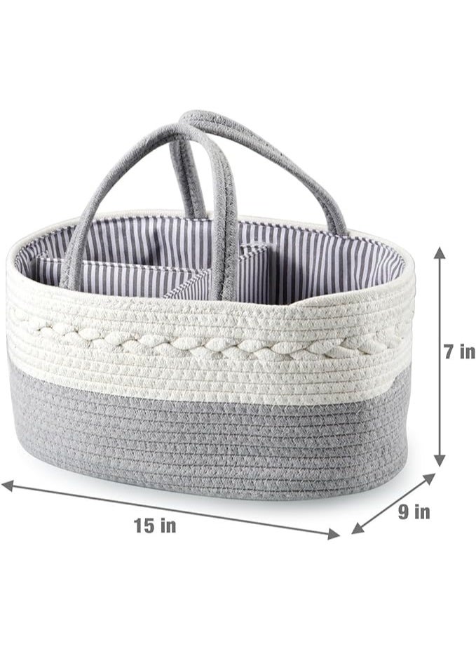 سلة تخزين محمولة لتنظيم الاغراض مصنوعة من حبال قطنية - Image 1