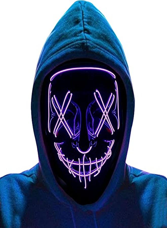 LED Purge Halloween Mask – Neon Light-Up Skull Mask for Cosplay & Festivals - Image 1
