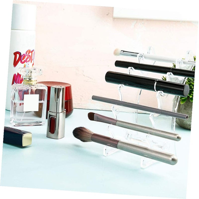 4pcs White Plastic Fan Shaped Makeup Organizer Pen Holder Storage Rack For Office Home - Image 5