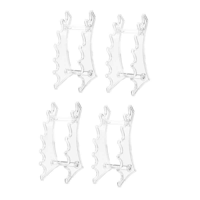 4pcs White Plastic Fan Shaped Makeup Organizer Pen Holder Storage Rack For Office Home - Image 2