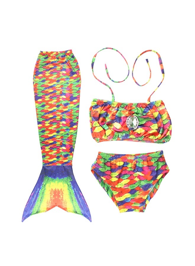 NIBEMINENT Children's mermaid swimsuit tail, children's bikini set, girls' baby swimming clothes, and flippers can be worn - Image 1