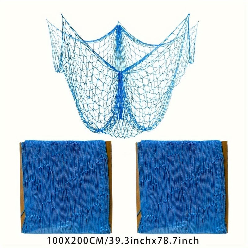 ديكور جدار يحمل طابع المحيط البوهيمي، شبكة صيد منسوجة يدويًا بطول 39 × 79 بوصة - Image 3
