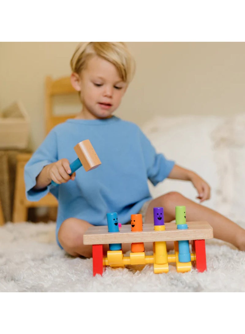 Melissa & Doug Deluxe Pounding Bench Wooden Toy With Mallet Classic Wooden Toddler Toys For Ages 2+ - Image 5