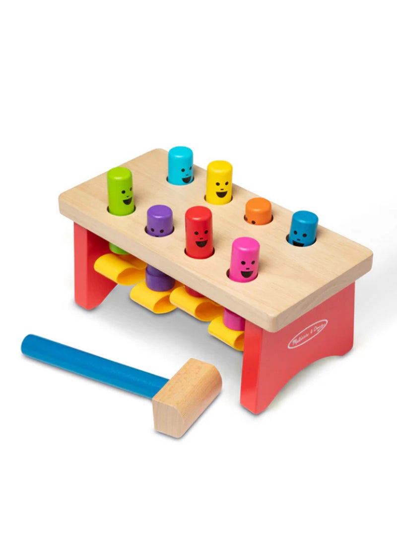 Melissa & Doug Deluxe Pounding Bench Wooden Toy With Mallet Classic Wooden Toddler Toys For Ages 2+ - Image 2
