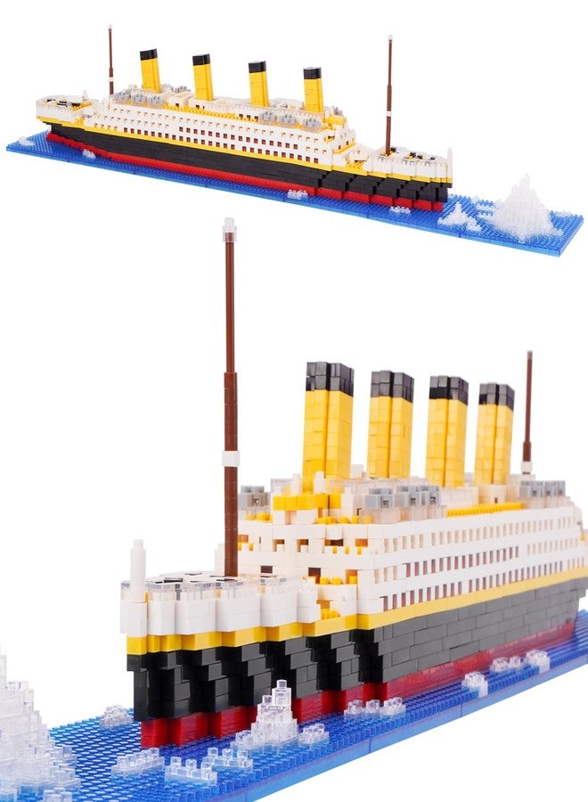 Geniteen Titanic Ship Model Building Block Set, 1860 PCS Building Bricks Toy DIY Educational Micro Mini Blocks - Image 1
