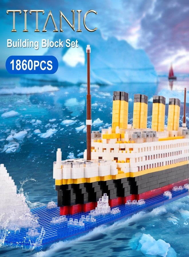 Geniteen Titanic Ship Model Building Block Set, 1860 PCS Building Bricks Toy DIY Educational Micro Mini Blocks - Image 2
