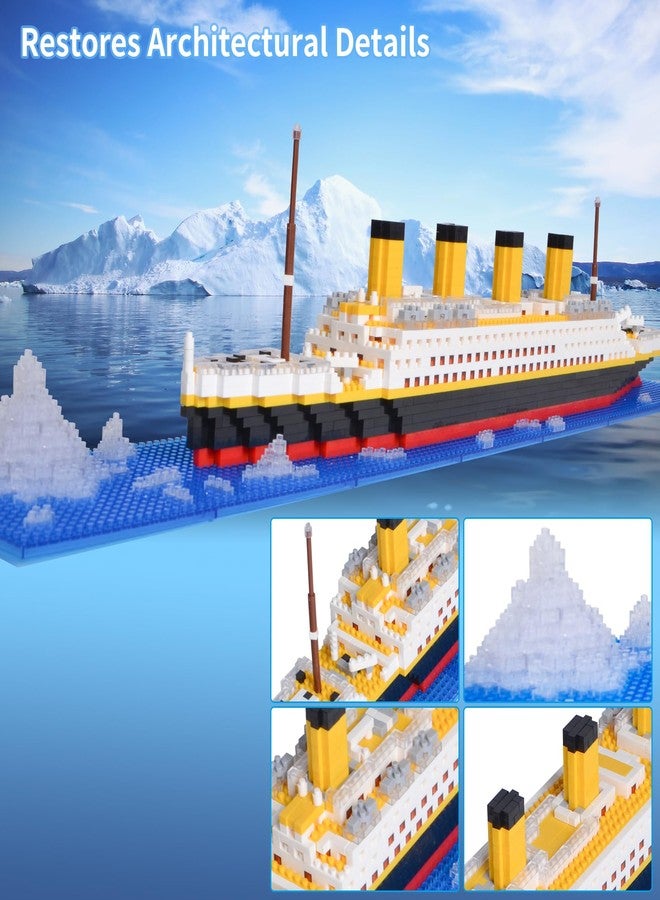 Geniteen Titanic Ship Model Building Block Set, 1860 PCS Building Bricks Toy DIY Educational Micro Mini Blocks - Image 3
