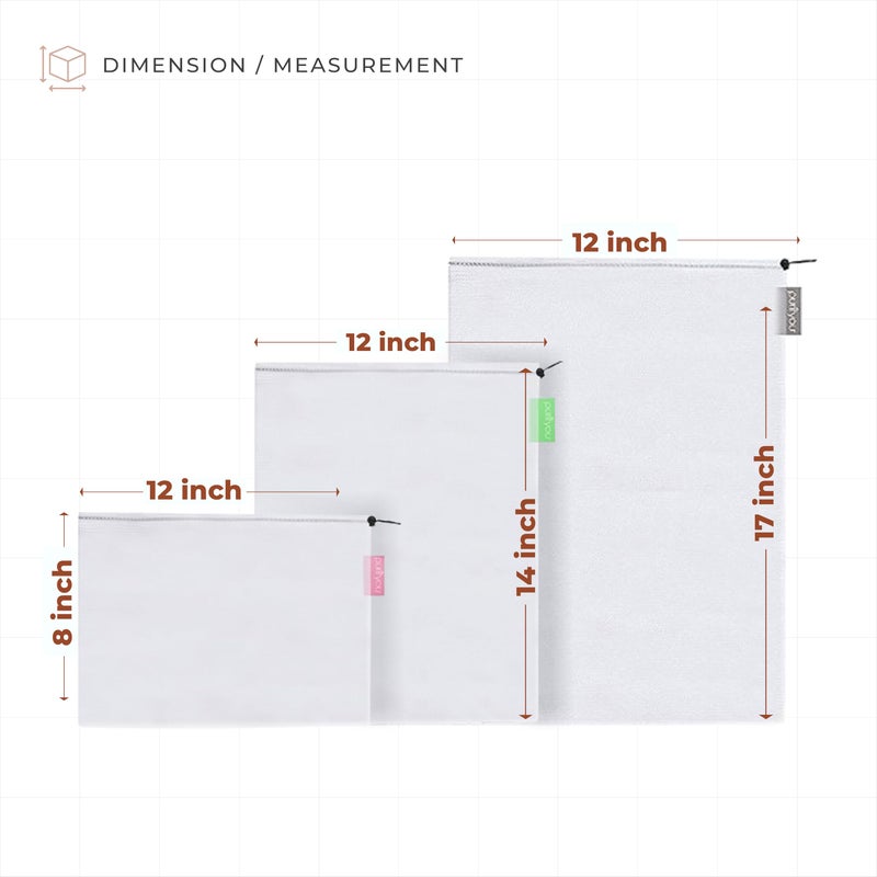 purifyou Reusable Produce Bags, Heavy Duty Double Stitched Washable Mesh Grocery Bag with Drawstring, Ideal for Farmers Market, Beach, and Refrigerator Storage, Set of 9 (XL, Large, Small) - Image 2