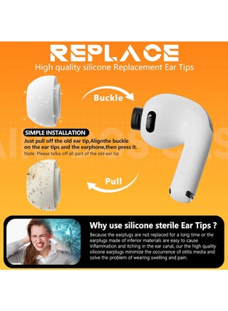 5 Pairs Replacement Ear Tips for AirPods Pro 3 with Portable Storage Box & Cleaner Pen,Noise Reduction Holewith & Built-in dust Guard Screen,Silicone Ear Tips for AirPods Pro 3 (White) - view 3