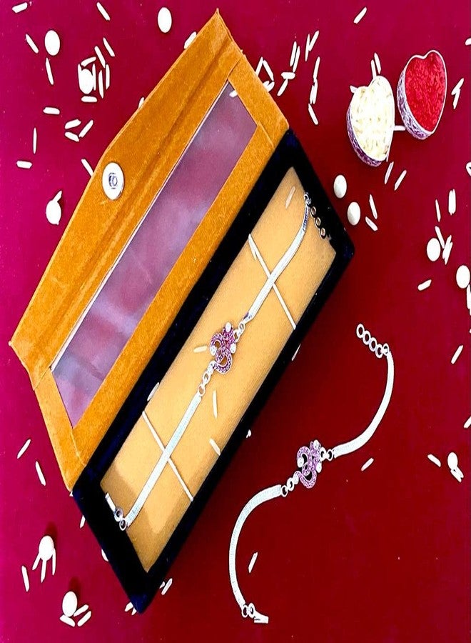 RELBEES OM Rakhi For Brother Combo of 3/Silver Bracelet Rakhi For Brother/Bhaiya With Velvet Gift Box - Image 2